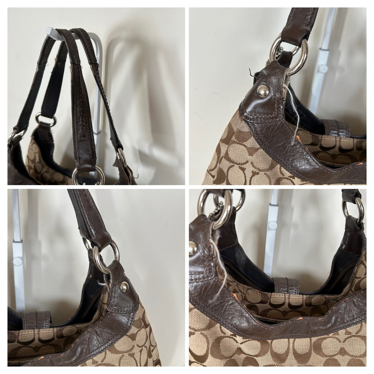 Coach Maggie Brown Signature Monogram Large Shoulder Bag E1193-F17403