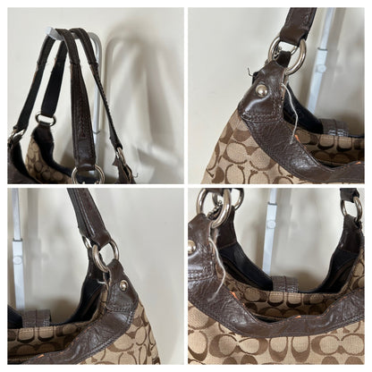Coach Maggie Brown Signature Monogram Large Shoulder Bag E1193-F17403