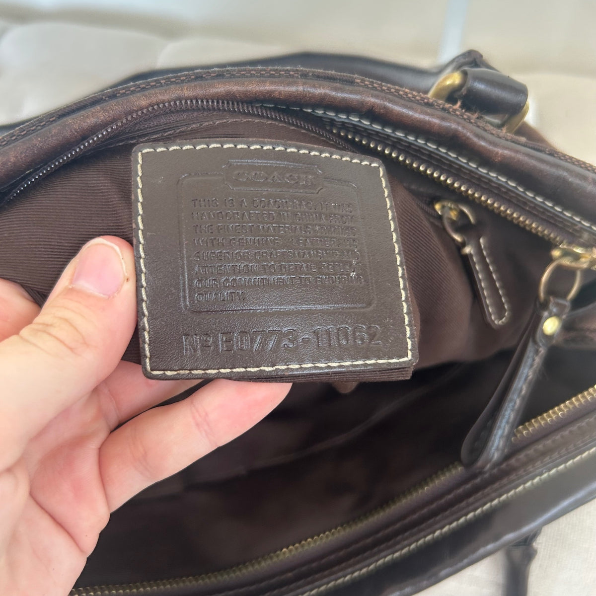 Coach Hampton Chocolate Brown Signature Monogram Shoulder Bag E0773-11062