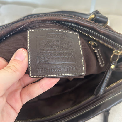 Coach Hampton Chocolate Brown Signature Monogram Shoulder Bag E0773-11062