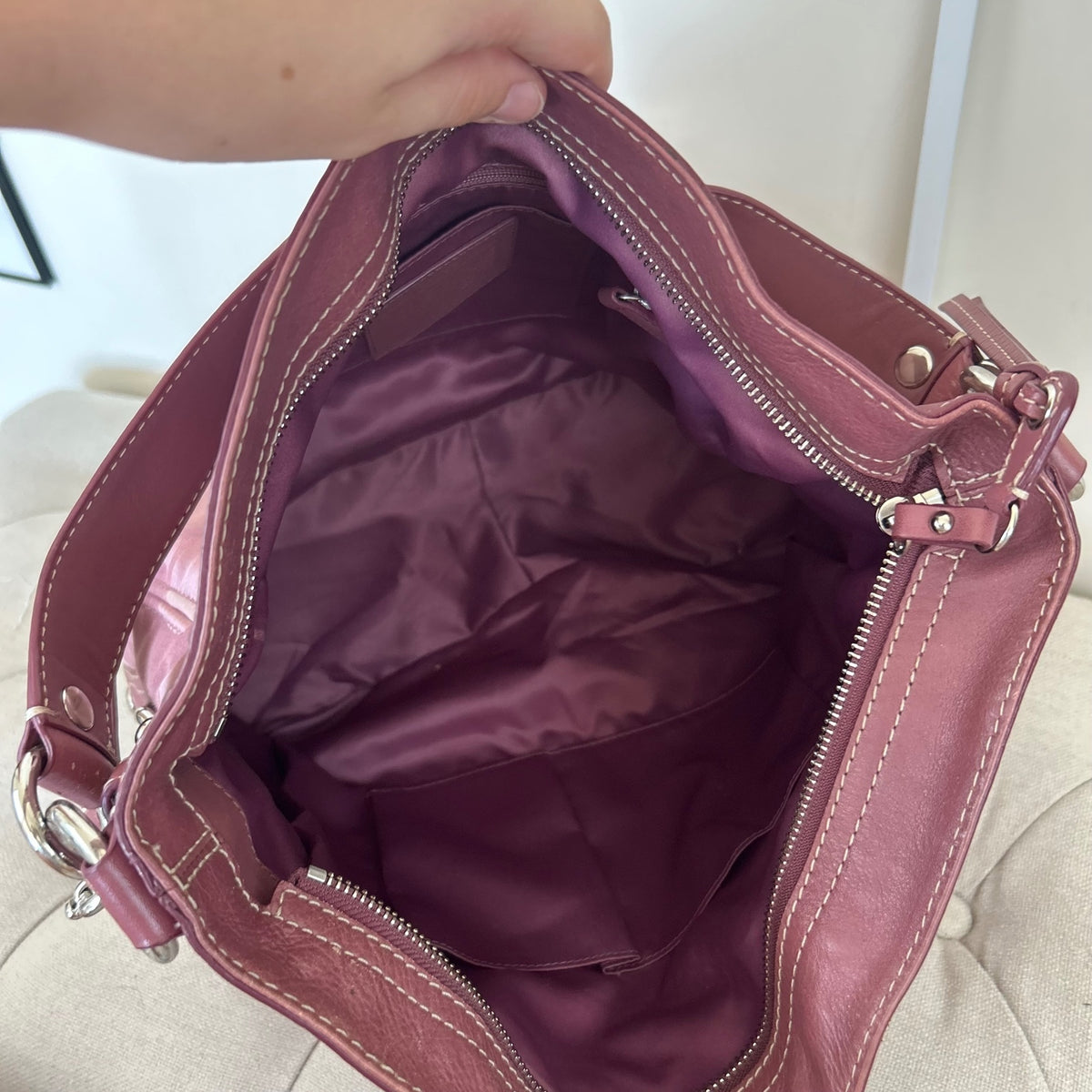 Coach Zoe Pink Purple Signature Monogram Shoulder Bag C1082-F14710