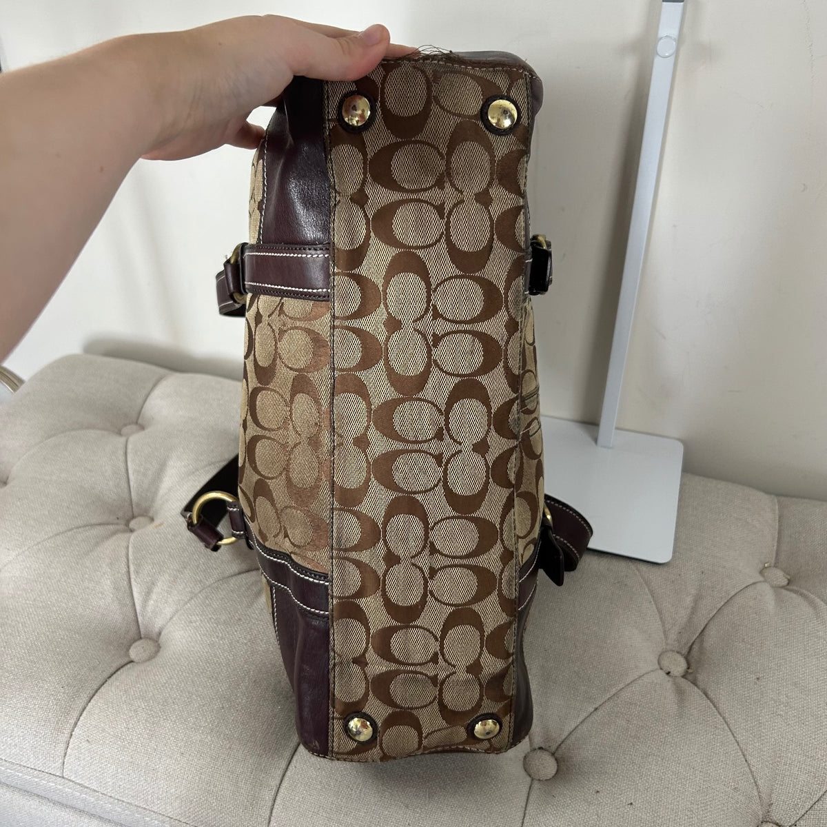 Coach Brown Monogram Turnlock Satchell Shoulder Bag D0726-11061