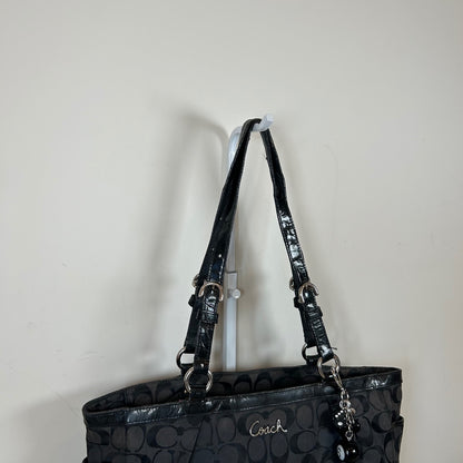 Coach Black Monogram East-West Tote Shoulder Bag J1160-F17726