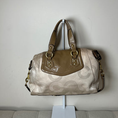 Coach Ashley Beige Signature Monogram Handbag Shoulder Bag A1394-F20027