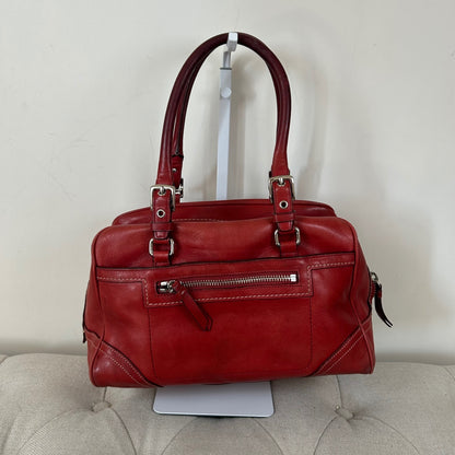 Coach Red Hampton Leather Satchel Shoulder Bag E050-8A69