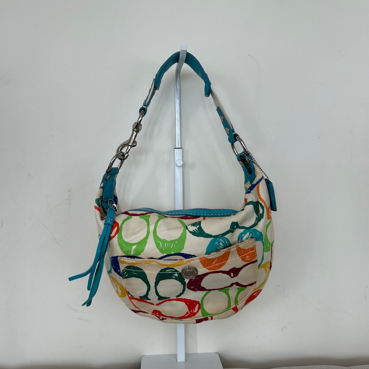 Coach Scribble White Patent Leather Hobo Shoulder Bag M04J-5657