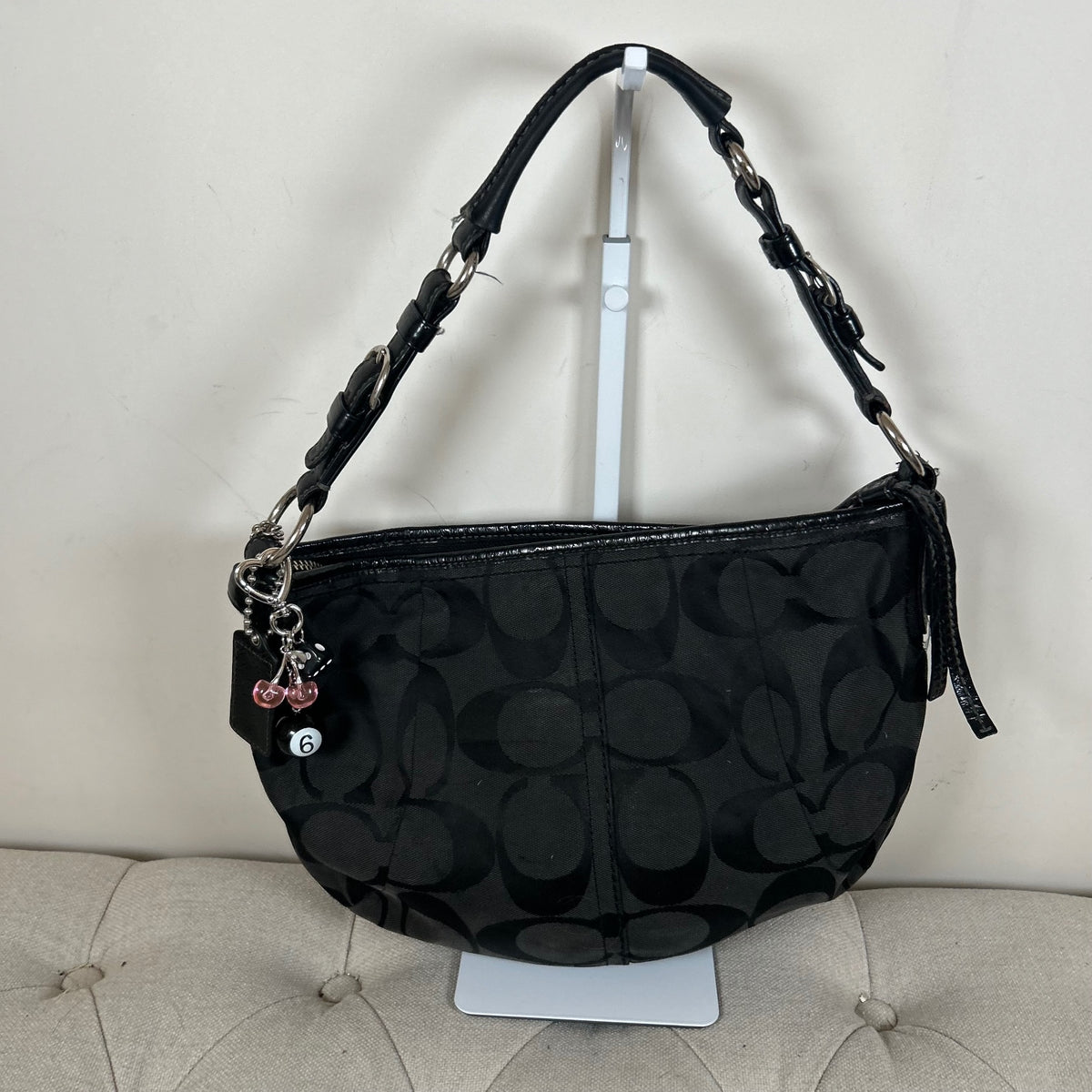 Coach Black Canvas Half Moon Hobo Shoulder Bag J0820-13351