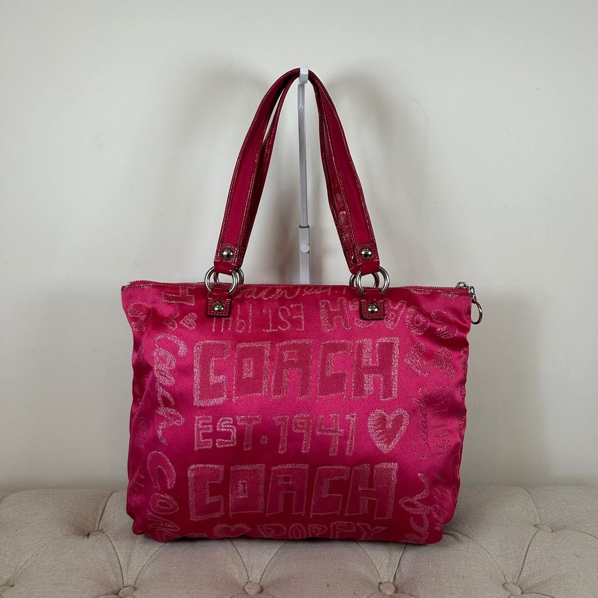 Coach Poppy Neon Pink Shoulder Tote Bag C1069-15301