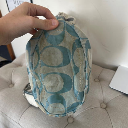 Coach Baby Blue Monogram Canvas Bucket Shoulder Bag M0849-F13358