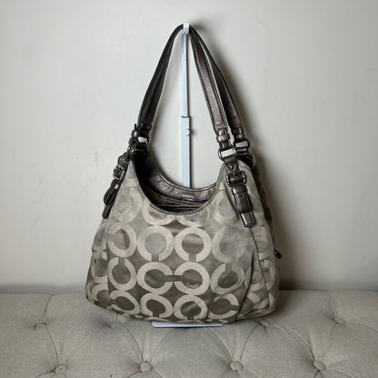 Coach Grey Signature Monogram 3 Compartment Shoulder Bag D1182-17689
