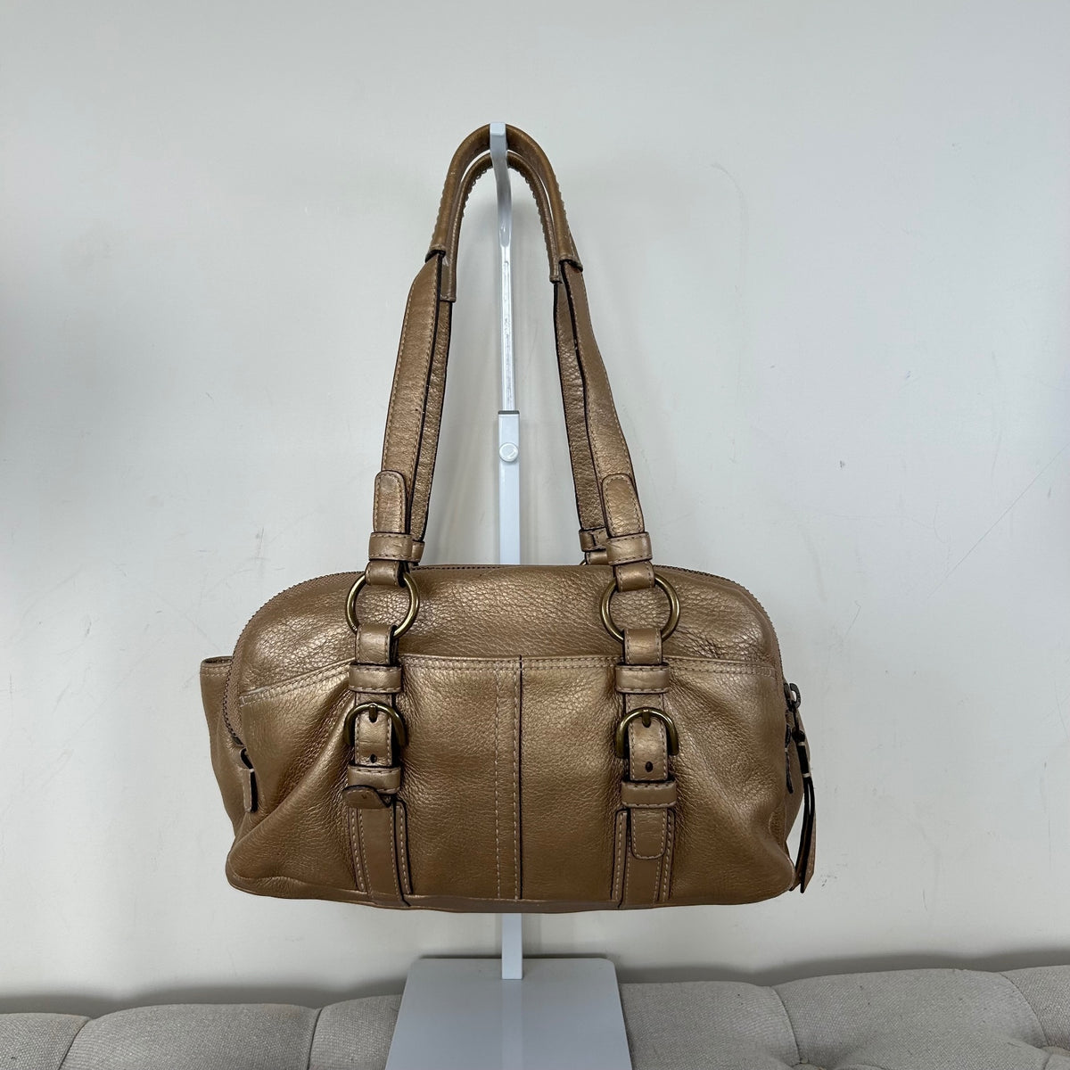 RARE Coach Bonnie Gold Metallic Leather Satchel Shoulder Bag H0869-12670