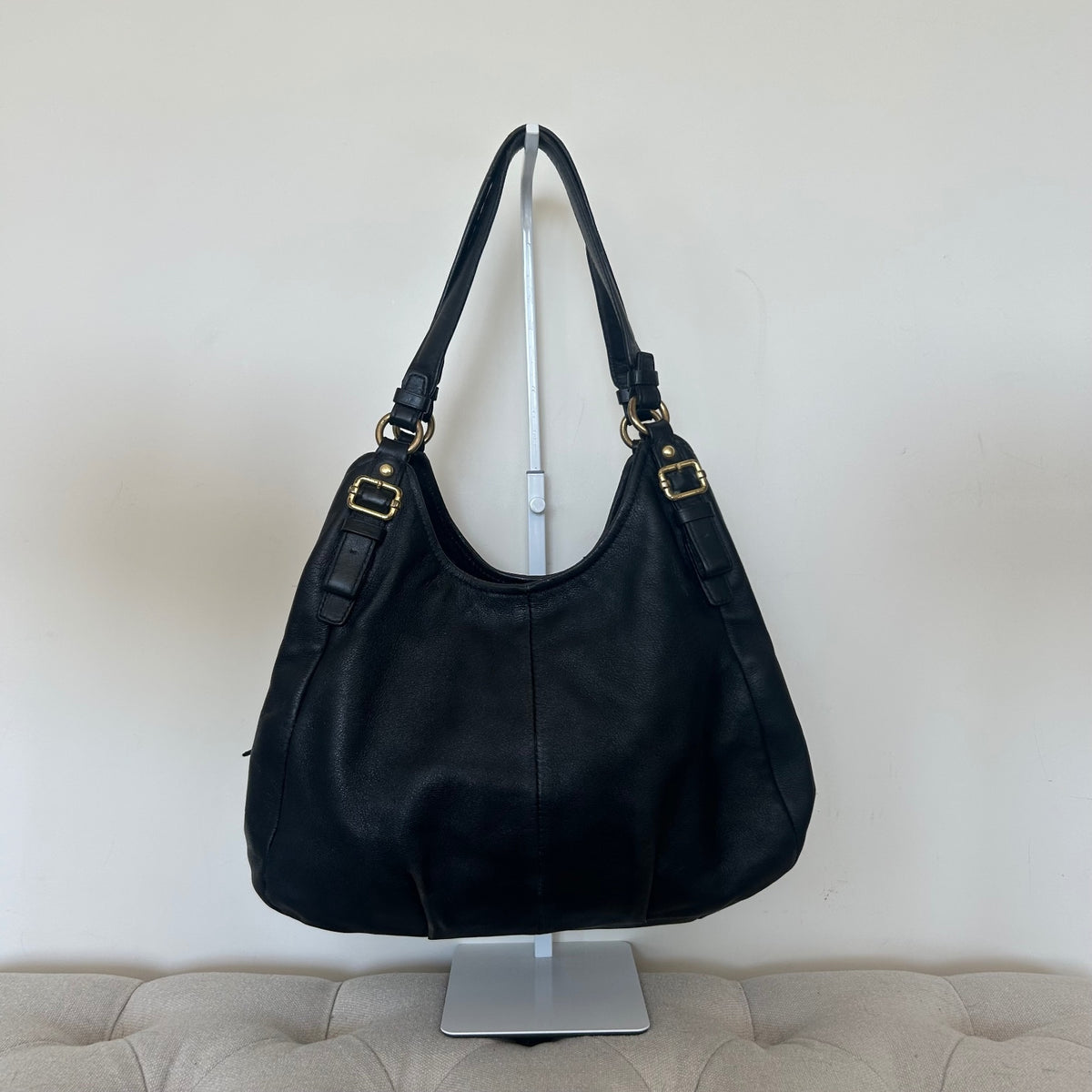 Coach Black Leather Maggie 3 Compartment Shoulder Bag B1168-16503