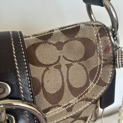 Coach Soho Brown Signature Monogram Shoulder Bag Handbag Purse A0773-10602
