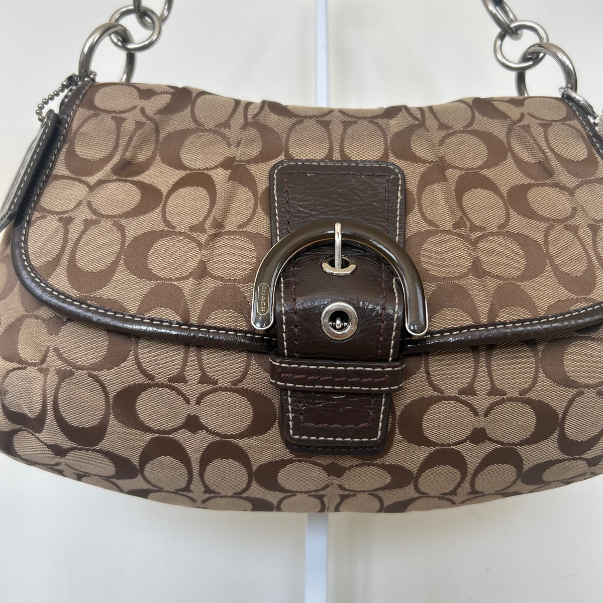 Coach Soho Brown Signature Monogram Shoulder Bag M1161-F17093