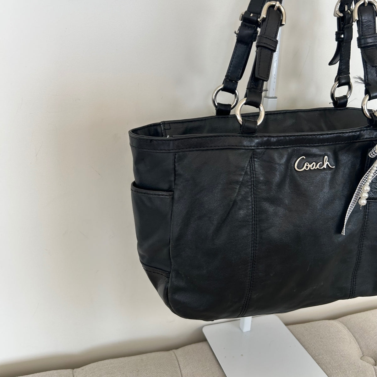 Coach Black Leather East/West Shoulder Tote Bag F1173-F17721