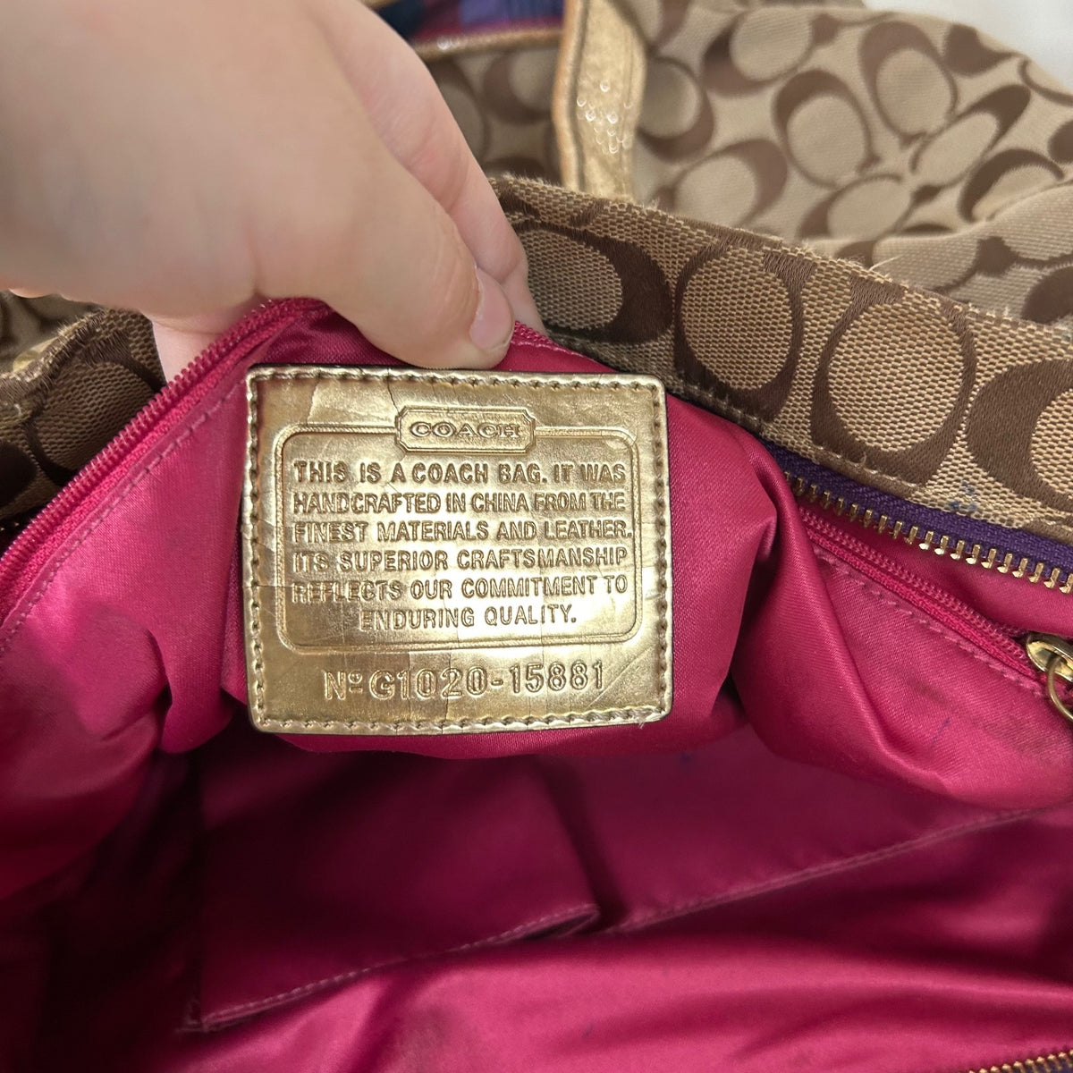 Coach Poppy Purple & Gold Plaid Convertible Shoulder Bag G1020-15881