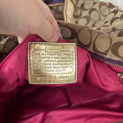 Coach Poppy Purple & Gold Plaid Convertible Shoulder Bag G1020-15881