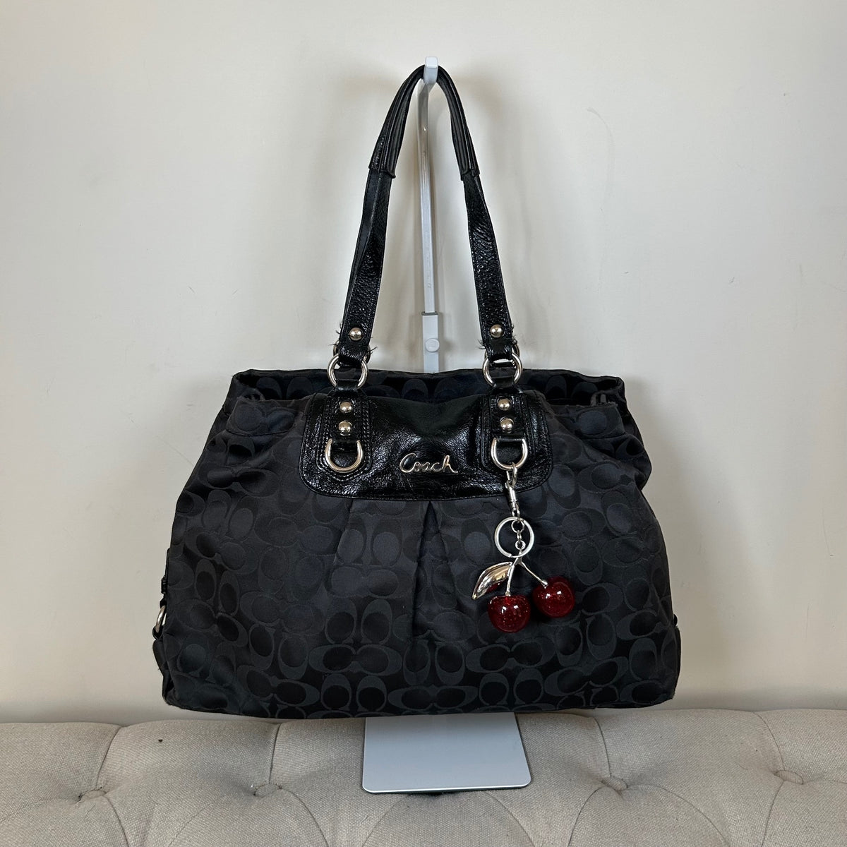 Coach Ashley Black Monogram 3 Compartment Shoulder Bag D1259-F15510