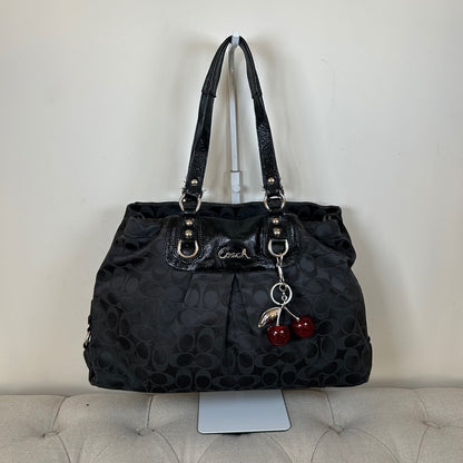 Coach Ashley Black Monogram 3 Compartment Shoulder Bag D1259-F15510