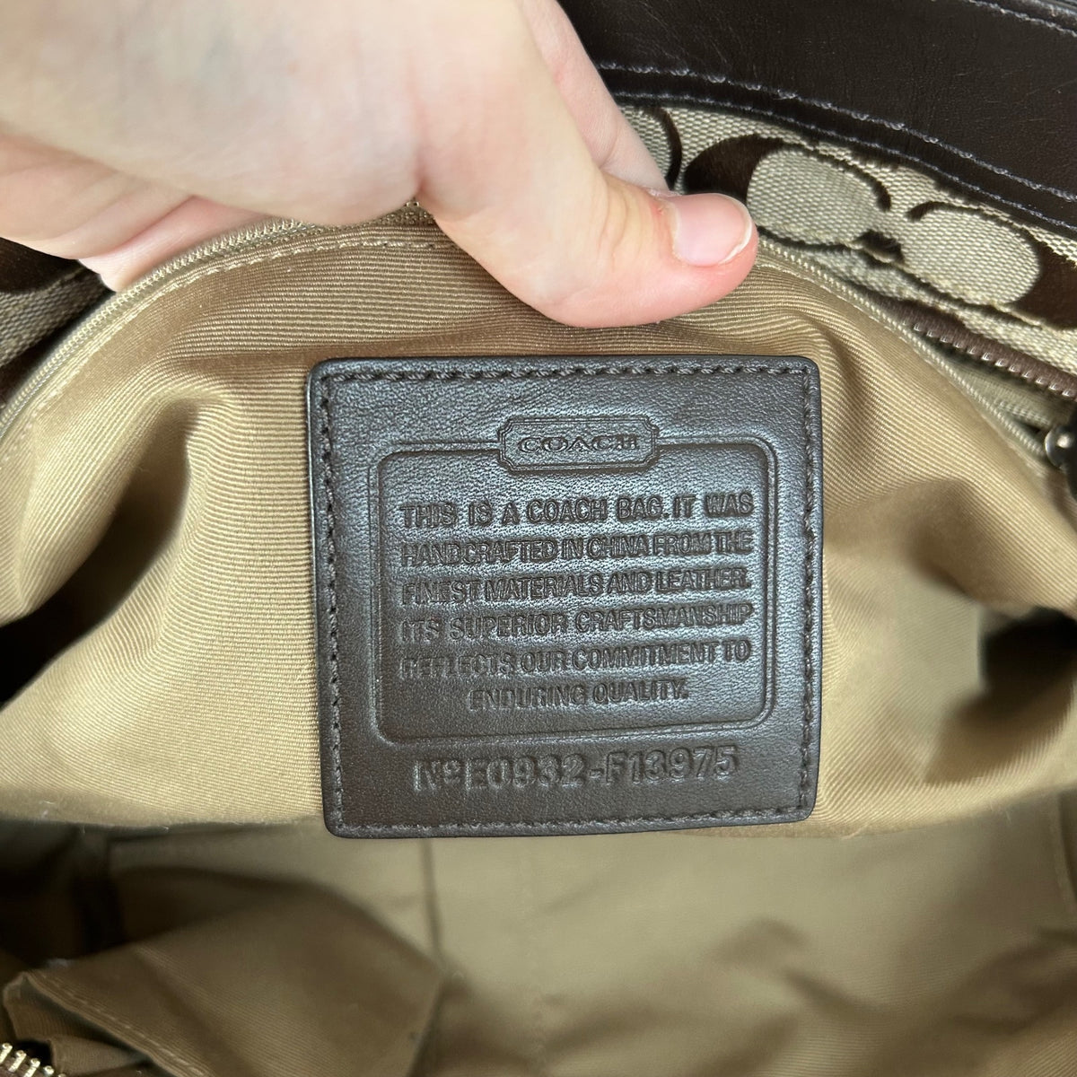 Coach Hampton Brown Signature Monogram Satchel Shoulder Bag E0932-F13975