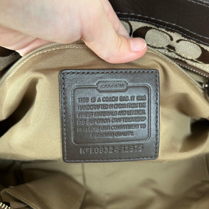 Coach Hampton Brown Signature Monogram Satchel Shoulder Bag E0932-F13975