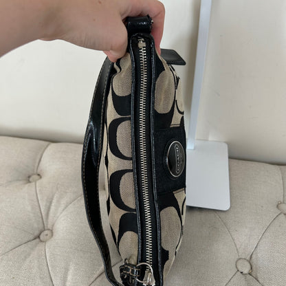Coach Black Monogram Signature Stripe Mini Shoulder Bag B1175-F17439