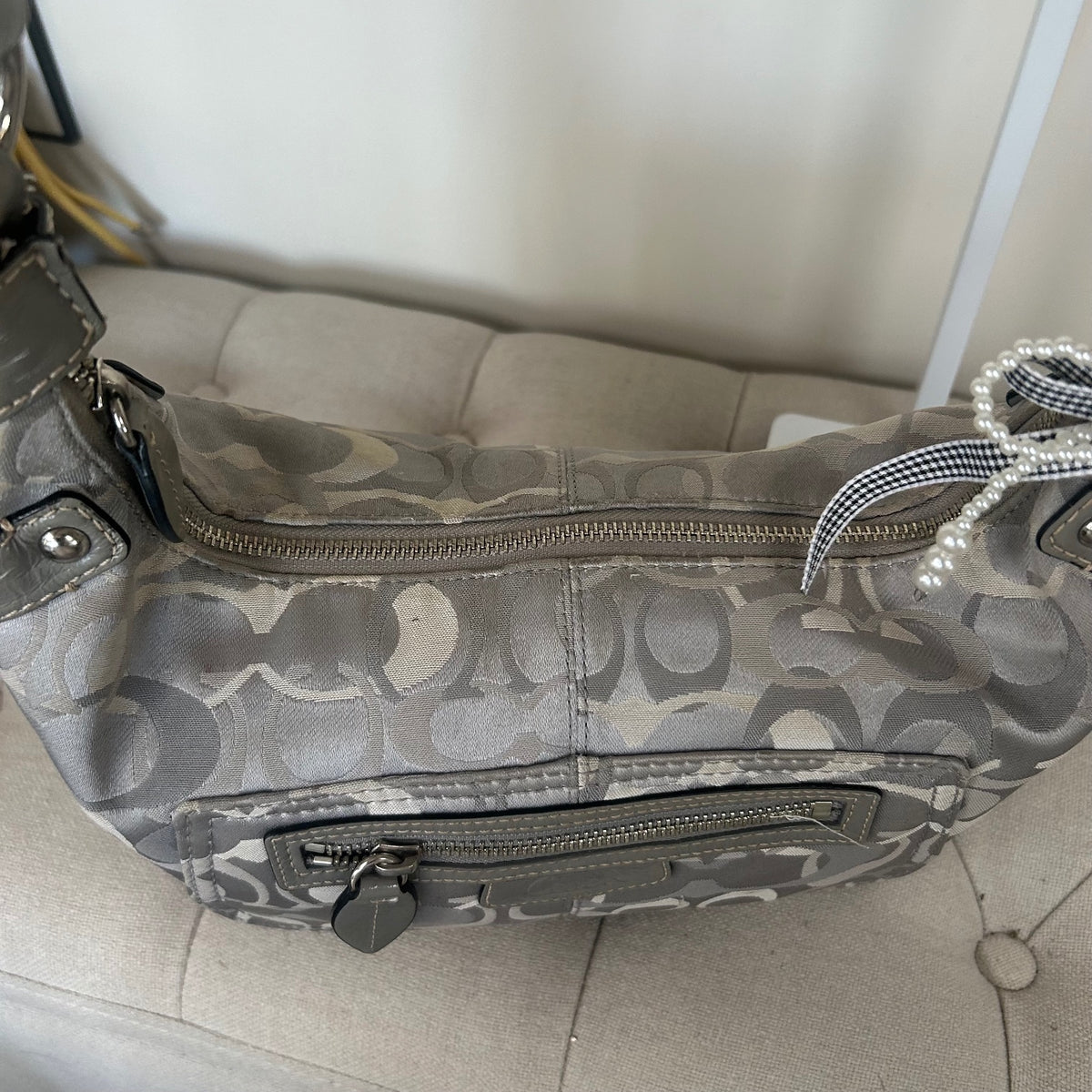 Coach Grey Optic Monogram Shoulder Bag D1063-F15654