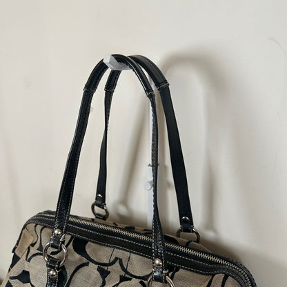 Coach Black Signature Monogram Stripe Tote Shoulder Bag M0926-F13551