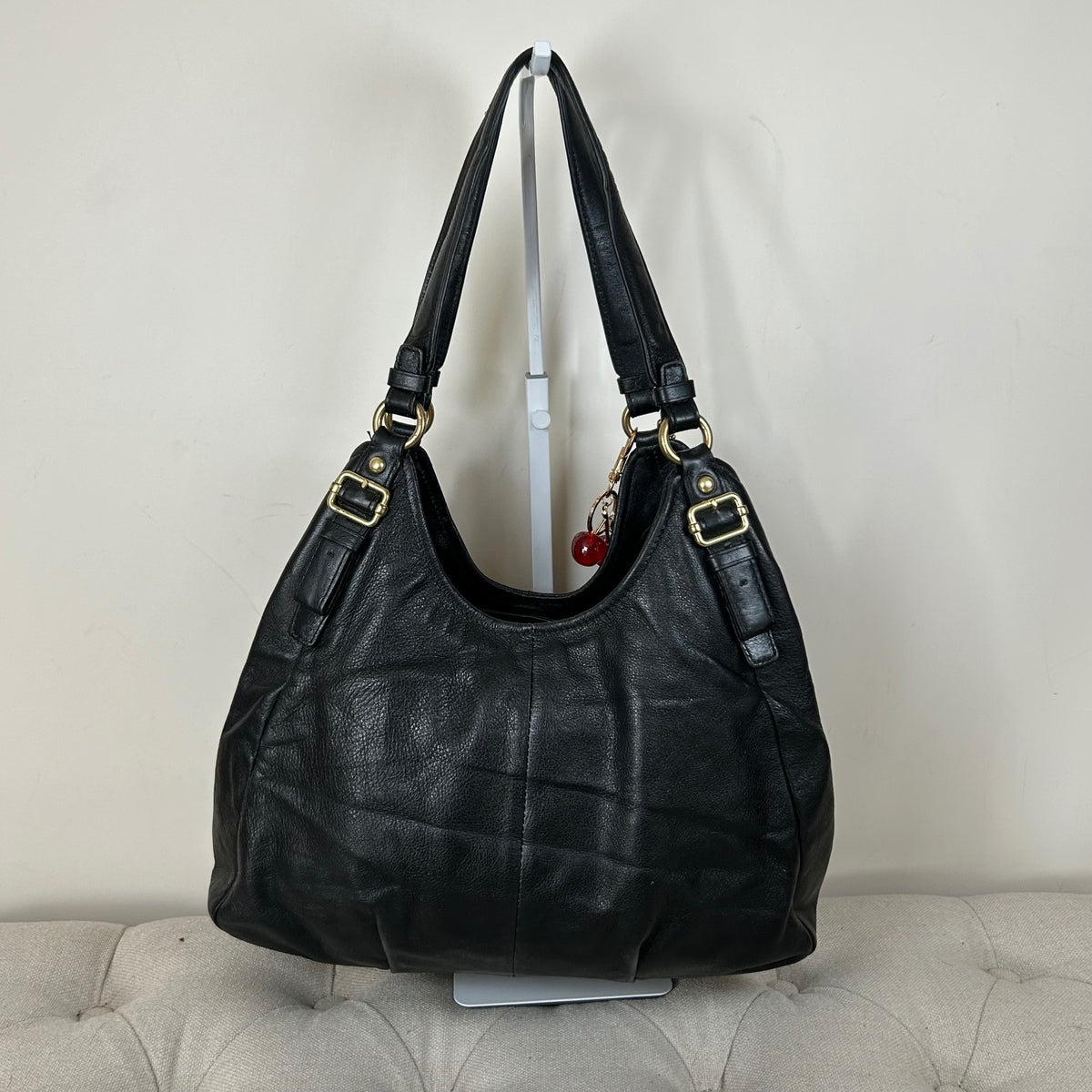Coach Maggie Black Leather 3 Compartment Shoulder Bag B1168-16503