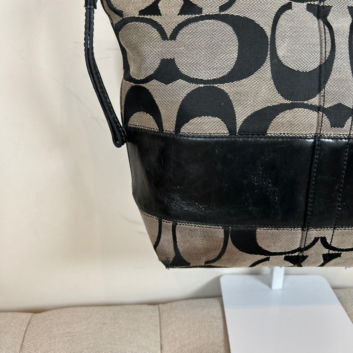 Coach Black Patent Signature Stripe Tote Bag C0868-12429