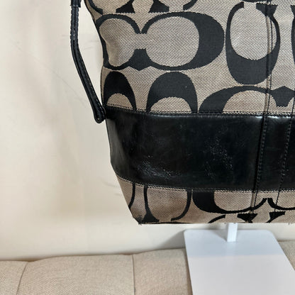 Coach Black Patent Signature Stripe Tote Bag C0868-12429