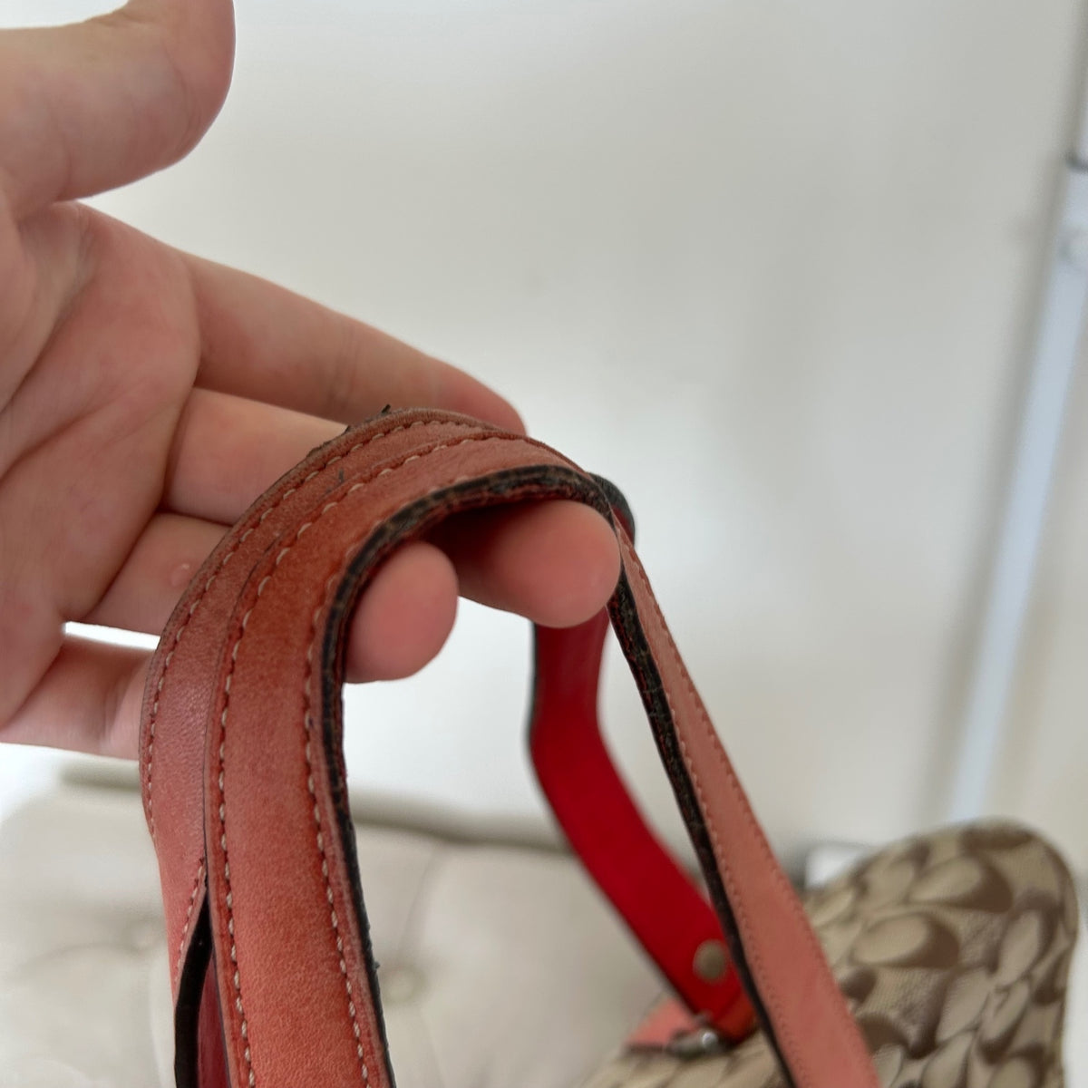 Coach Brown Monogram Turnlock Red Stripe Shoulder Bag K0872-F13070