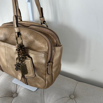 RARE Coach Bonnie Gold Metallic Leather Satchel Shoulder Bag H0869-12670