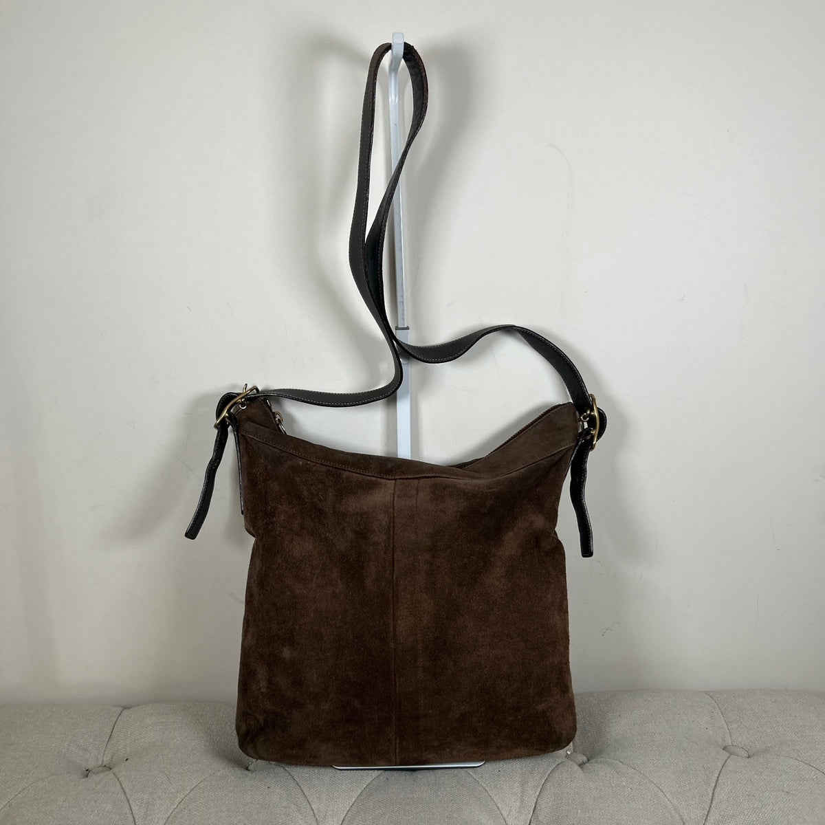 Coach Brown Suede Hobo Crossbody Bag G2S-9324