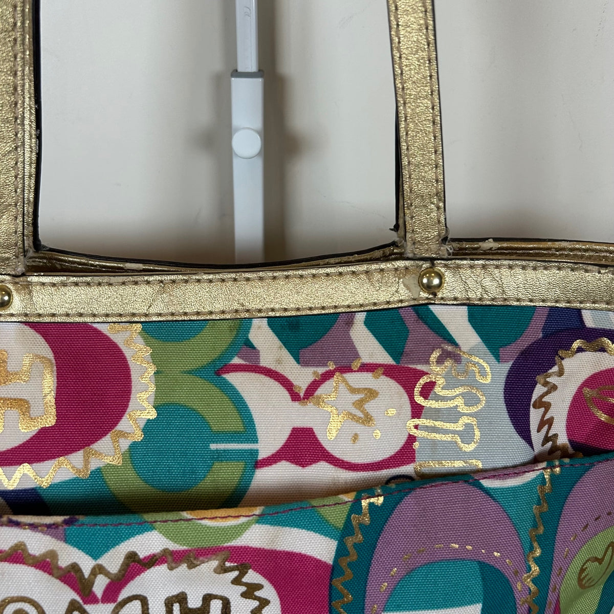 Coach Poppy Pink Graffiti Signature Tote Shoulder Bag M1205-F19434