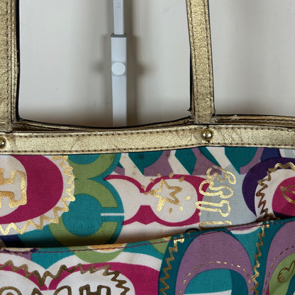 Coach Poppy Pink Graffiti Signature Tote Shoulder Bag M1205-F19434