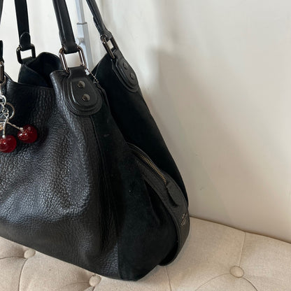 Coach Black Leather & Suede 3 Compartment Shoulder Bag E1750-57647