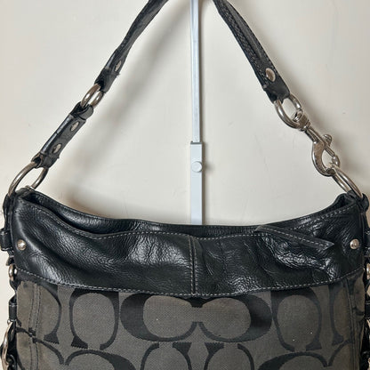 Coach Zoe Black Signature Monogram Large Shoulder Bag G0932-F12674