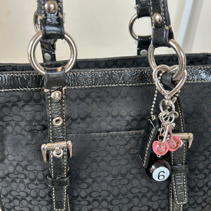 Coach Black Signature Monogram East West Shoulder Tote Bag F0849-F12344