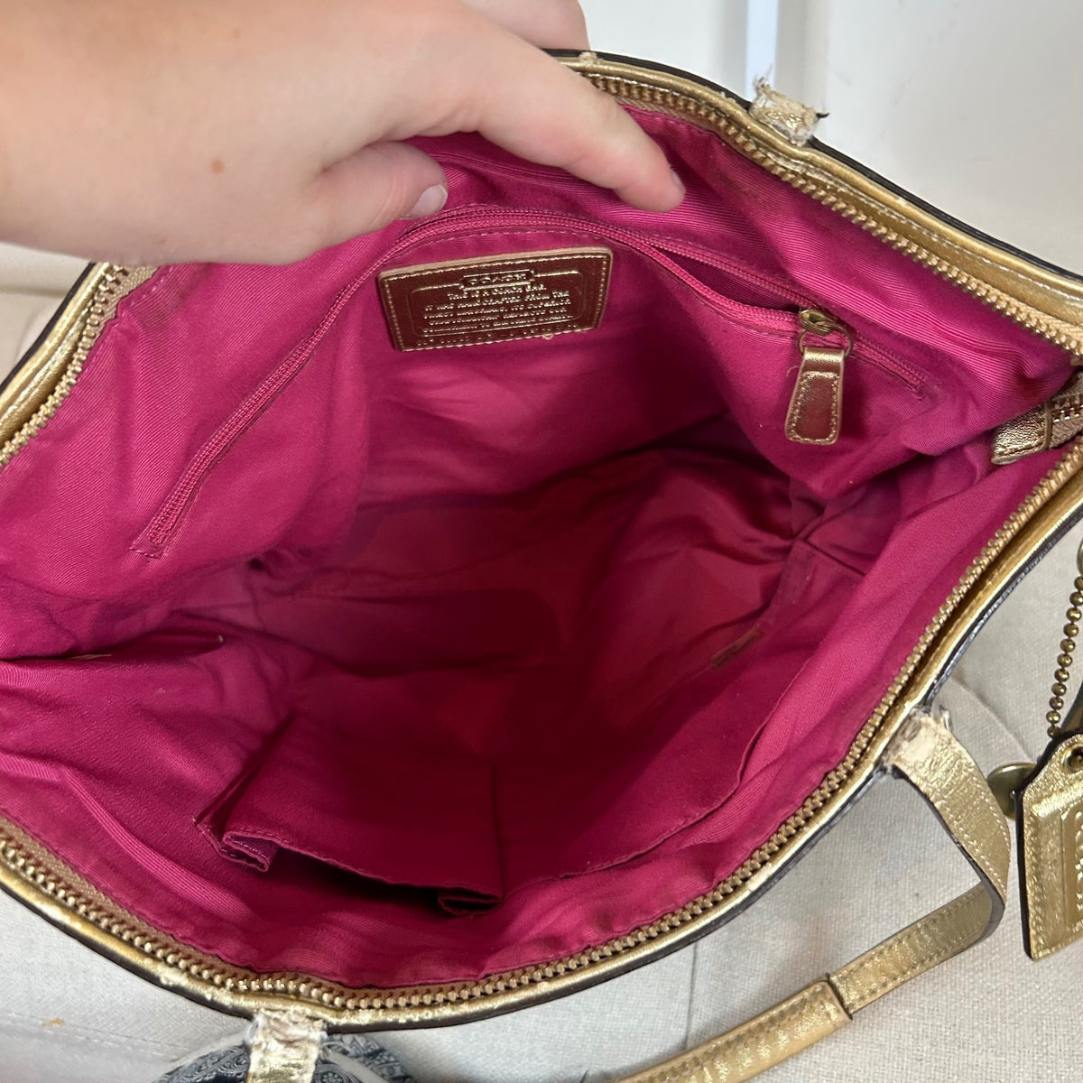 Coach Poppy Pink Graffiti Signature Tote Shoulder Bag M1205-F19434