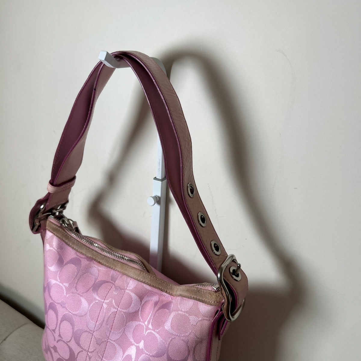 Coach Pink Signature Monogram Convertible Shoulder Bag J04K-9362