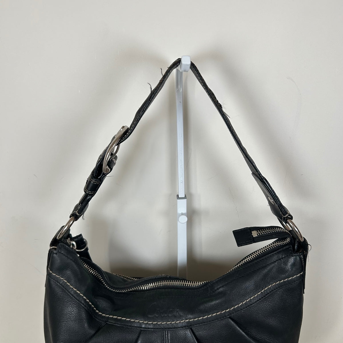 Coach Black Leather Half Moon Shoulder Bag J0917-F13730