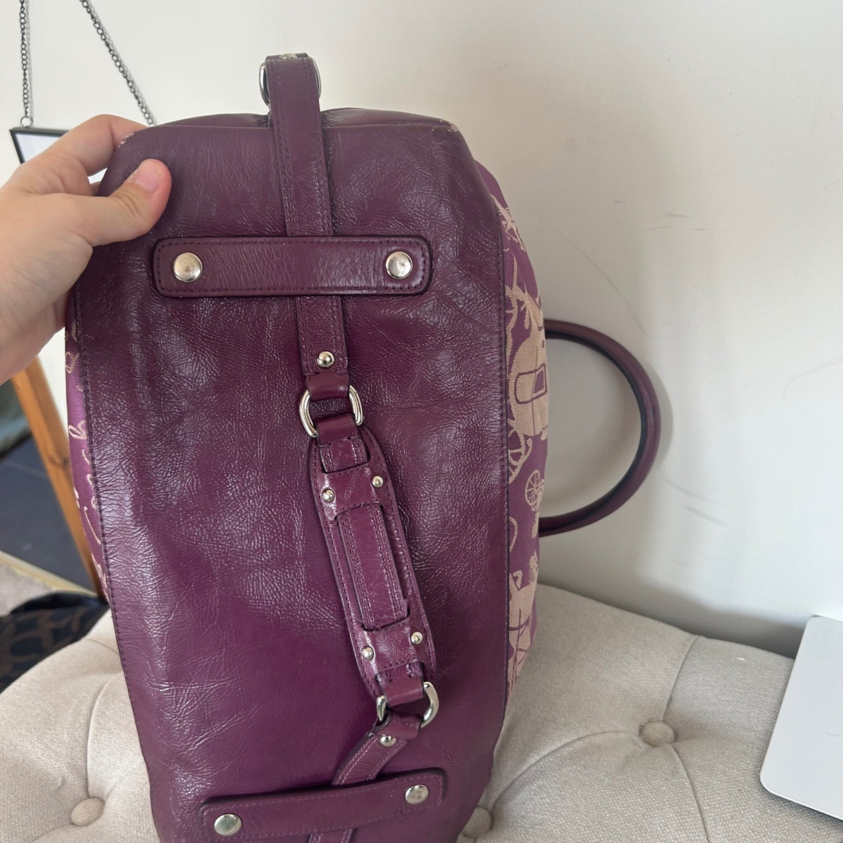 Coach Ashley Purple Horse & Carriage Shoulder Bag G1077-F15653