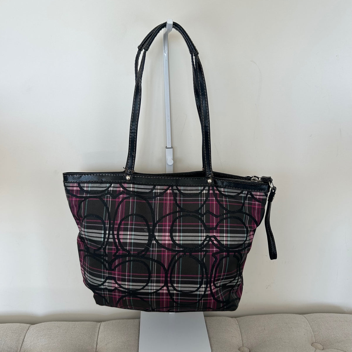 Coach Purple Black Plaid Tote Shoulder Bag H1194-F17712