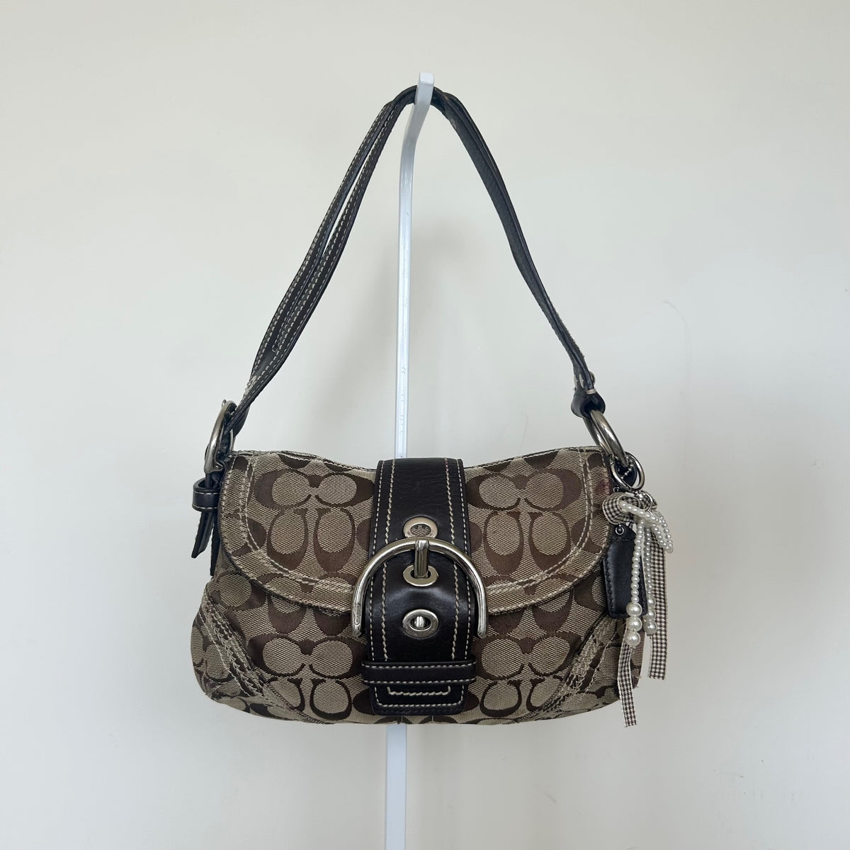 Coach Soho Brown Signature Monogram Shoulder Bag Handbag Purse A0773-10602