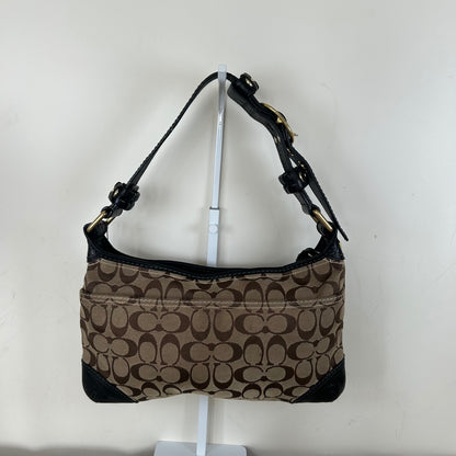 Coach Brown Monogram Bleecker Shoulder Bag with Black Leather H0793-11431