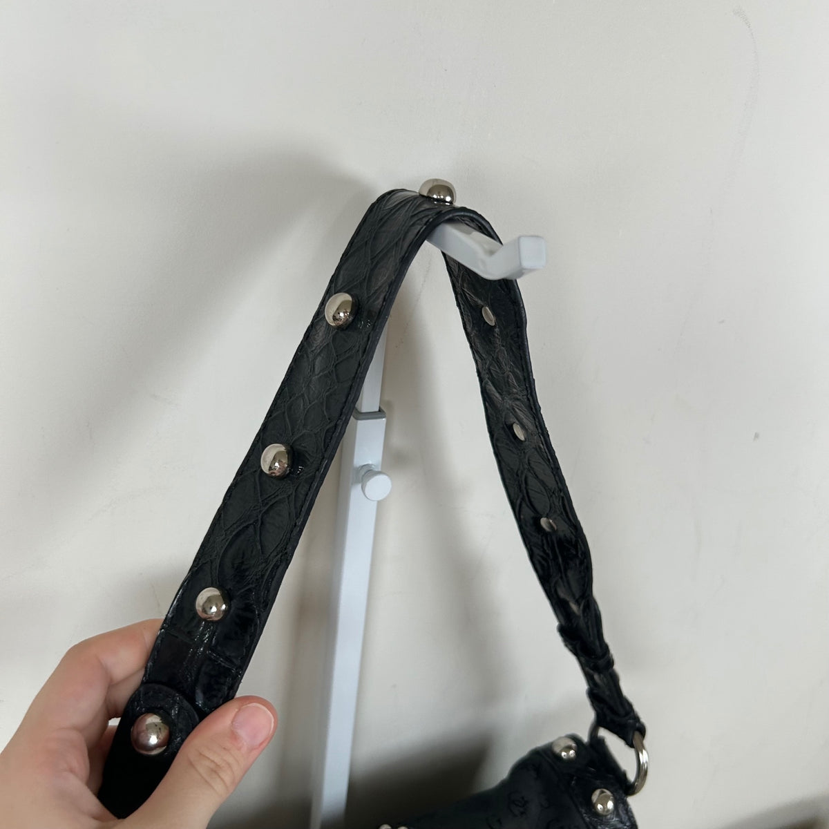 Guess Black Monogram Studded Mini Shoulder Bag