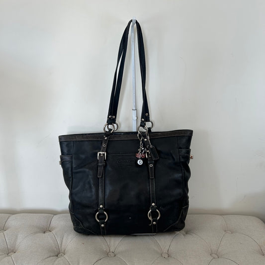 Coach Black Leather Large East-West Tote Shoulder Bag H0820-F11525