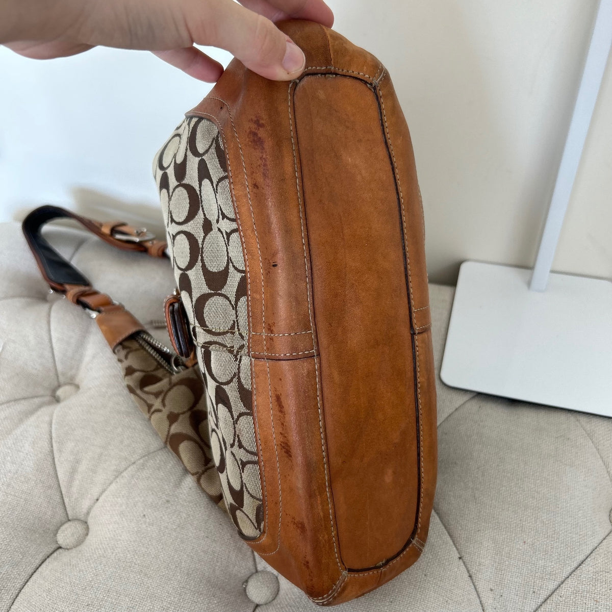 Coach Brown Signature Monogram Hampton Shoulder Bag G04J-6824