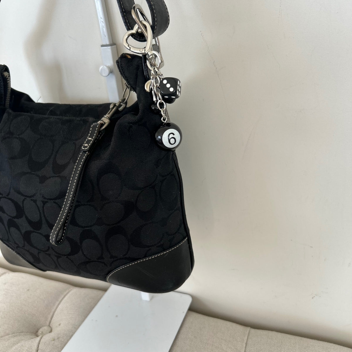 Coach Black Monogram Convertible Shoulder Bag J2K-6347